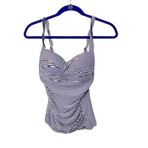Niptuck swim navy and white striped tankini size 6
